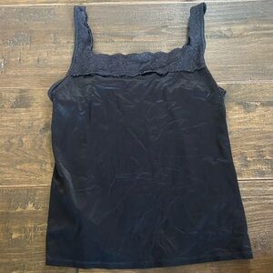 Vassarette Black Camisole with Lace Detail